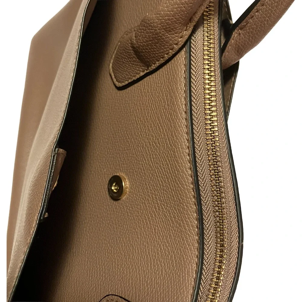A New Day Brown Faux Leather Medium Tote Bag Crossbody Handbag Work Travel